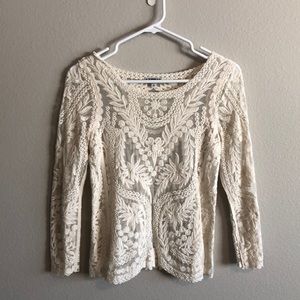 Cream lace top.